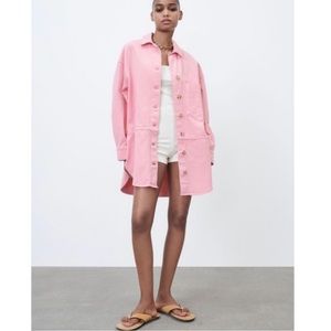 🌷 ZARA Pink Button-up Overshirt - S